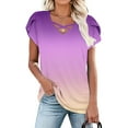 thumbnail image 6 of Kaemgyyd Womens Summer Tops Gradient Short Sleeve T Shirts Cute Cutout Trendy Dressy Casual V Neck Loose Fit Blouse, 6 of 6
