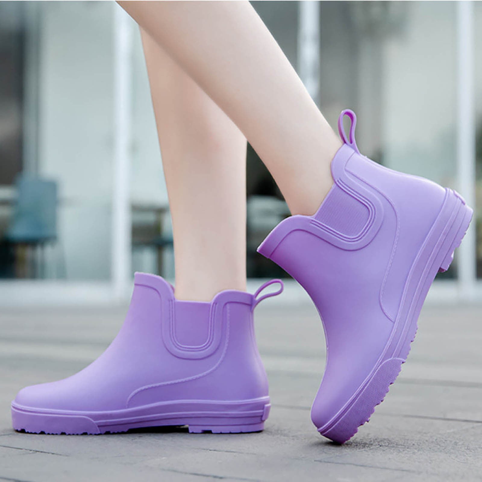 Juosiy Women's Short Rain Boots Water-proof Comfortable Insole Lightweight Stylish Ankle Outdoor Water Shoes