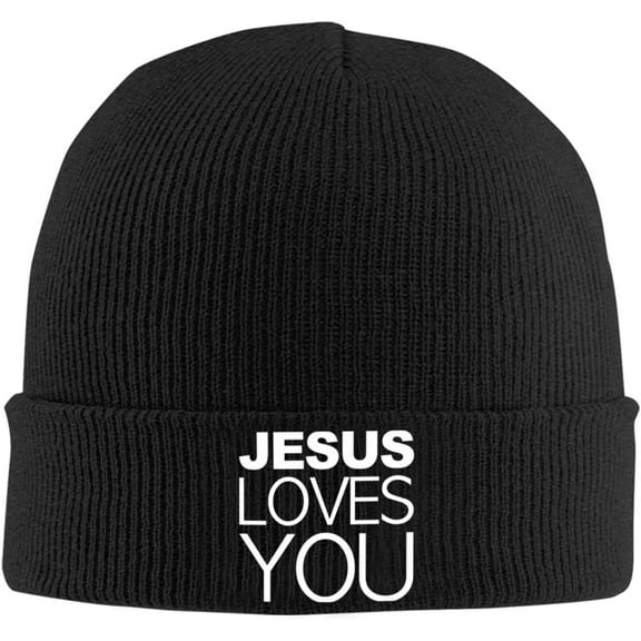 Jesus Loves You Beanie Hat Men Winter Warm Hat Women Knit Stocking Hat Slouchy Skull Cap Knitted Hat Black