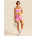 thumbnail image 4 of IBTOM CASTLE Double Layer Workout Sets for Women 2 Piece Sports Bra High Waist Biker Shorts with Pocket Yoga Pialtes Outfits Pink, 4 of 7