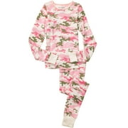 Girls' Flower Camouflage Thermal Shirt and Pants Set