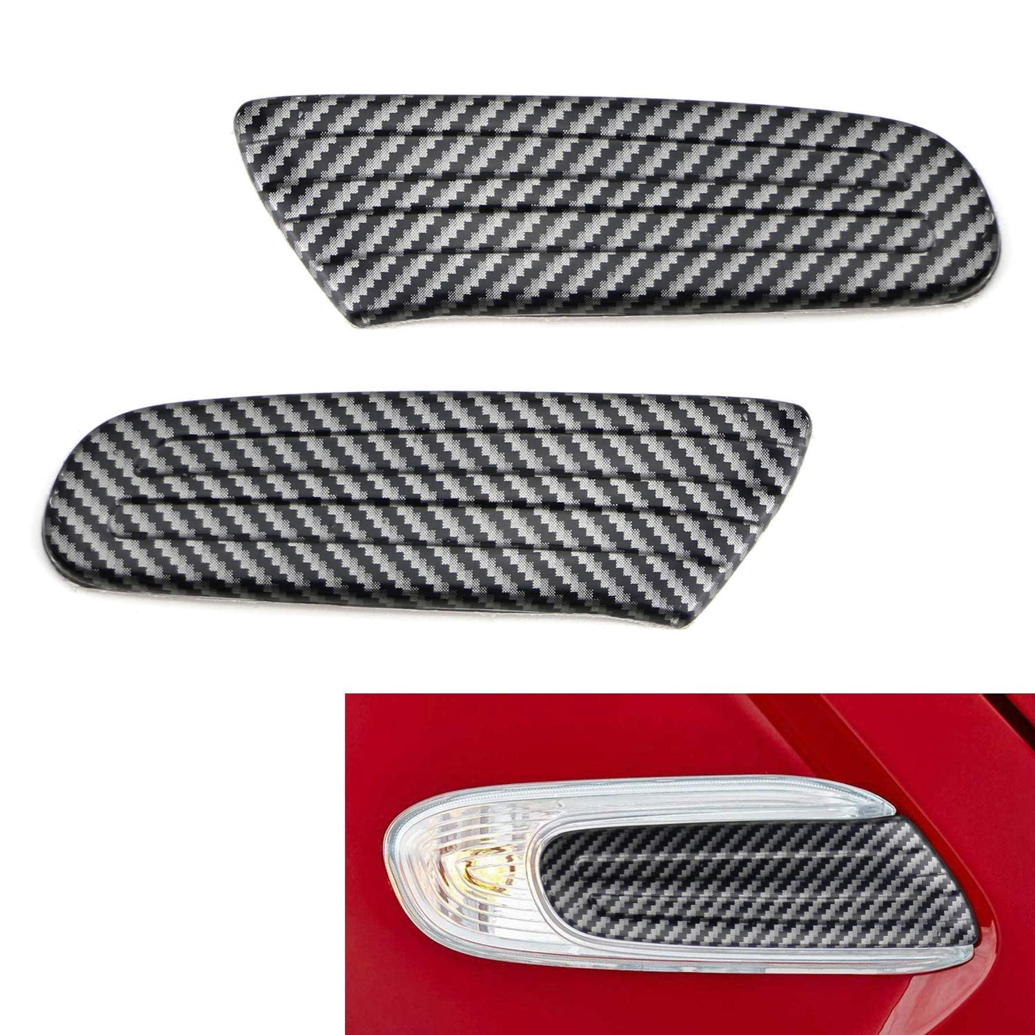 Black Carbon Fiber Pattern Side Marker Lamp Scuttle Insert Trims For MINI Cooper F55 F56 F57 Hardtop/5-Door/Convertible