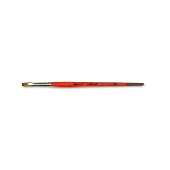 Raphael Kaerell Synthetic Short Handle Watercolor Brush, Flat, 4