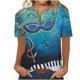 thumbnail image 2 of Fiudx Ofertas Relámpago Camiseta Informal de Manga Corta con Cuello Redondo y Estampado de Carnaval a La Moda para Mujer, 2 of 3