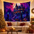 thumbnail image 3 of Haunted Mansion and Cemetery Under Full Moon, Spooky Gothic for Dark Decor Enthusiasts, Halloween Scene Wall Art, Halloween Gift, Tapestry Wall Hanging for Bedroom and Living Room, 3 of 7