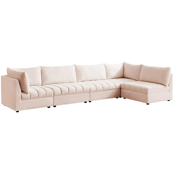 Meridian Furniture Jacob Pink Velvet Modular Sectional