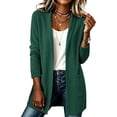 thumbnail image 2 of vzibsiv Cardigan for Women Long Sleeve Open Front Knit Fleece Jacket with Pockets Fall Winter Outfits Green Size M, 2 of 6