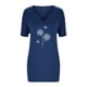 thumbnail image 4 of Fiudx Ofertas Relámpago Blusas con Cuello En V de Manga Corta con Estampado Informal a La Moda para Mujer, 4 of 5