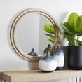 thumbnail image 3 of DecMode Brown Wood Washed Beaded Room Wall Mirror, 28" x 2" x 28", 3 of 13