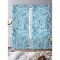 thumbnail image 3 of Light Blue Teal Sheer Curtains 96 Inch Length 2 Panels Set Window Treatments, Retro Botanical Abstract Art Rod Pocket Semi Curtains for Living Room/Bedroom/Kitchen Décor, 104"W x 96"L, 3 of 7