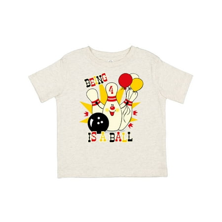 

Inktastic Cute Bowling Pin 4th Birthday Gift Toddler Boy or Toddler Girl T-Shirt