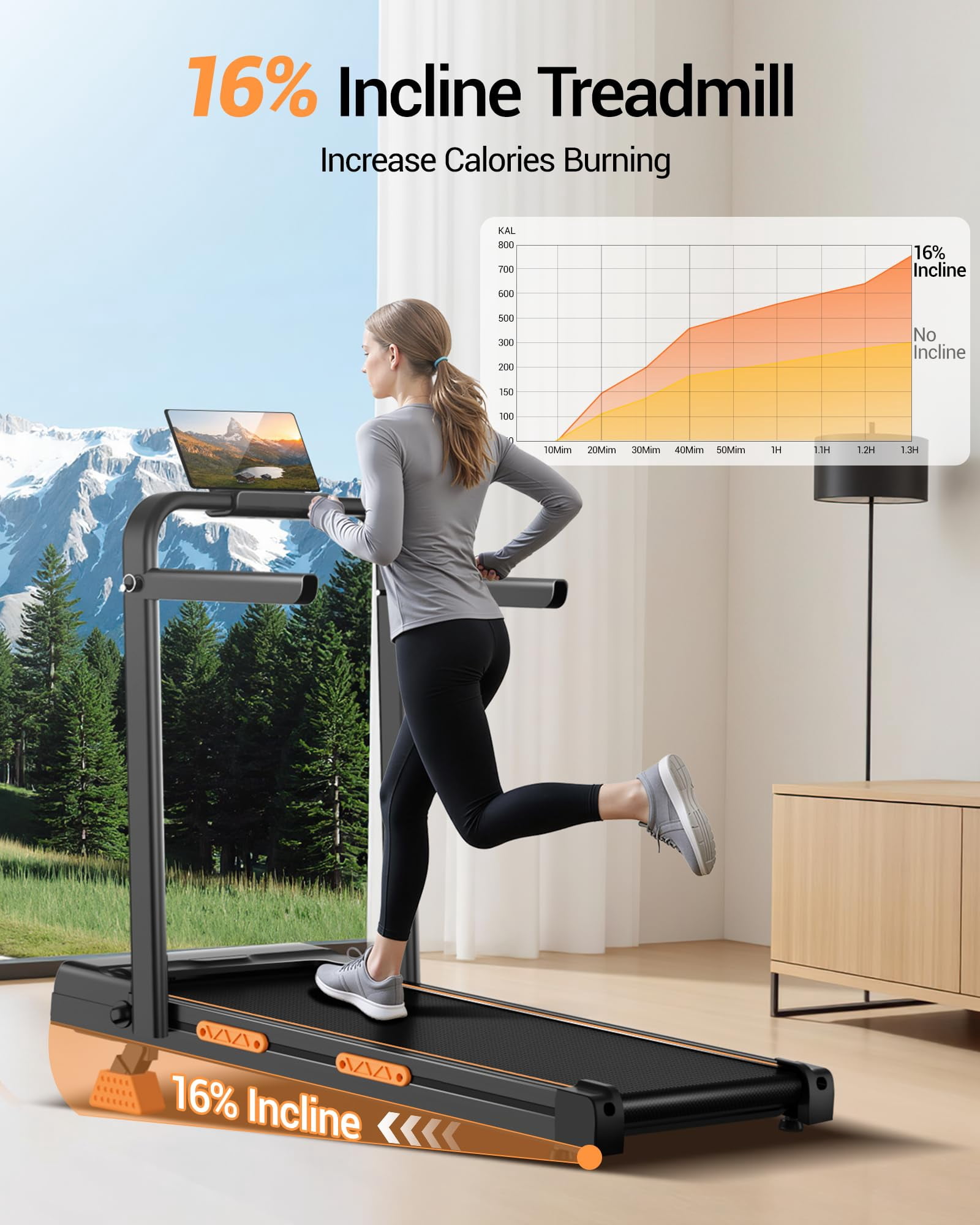 14% Incline Walking Pad Treadmills for Home Small, 4-in-1 Under Desk Treadmill with Handles, Foldable Treadmill with 2.5 HP Quiet Brushless