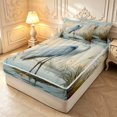 thumbnail image 2 of Erosebridal Dreamy Heron Bird Zipper Queen Comforter Set with Fitted Sheet and 2 Pillowcases,Retro Animals Zipper Bedding Set,Blue Green,Light Gray Reversible,4pcs, 2 of 8