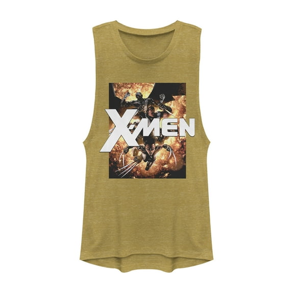 Junior's Marvel X-Men Explosion  Festival Muscle Graphic Tee Gold Heather X Small
