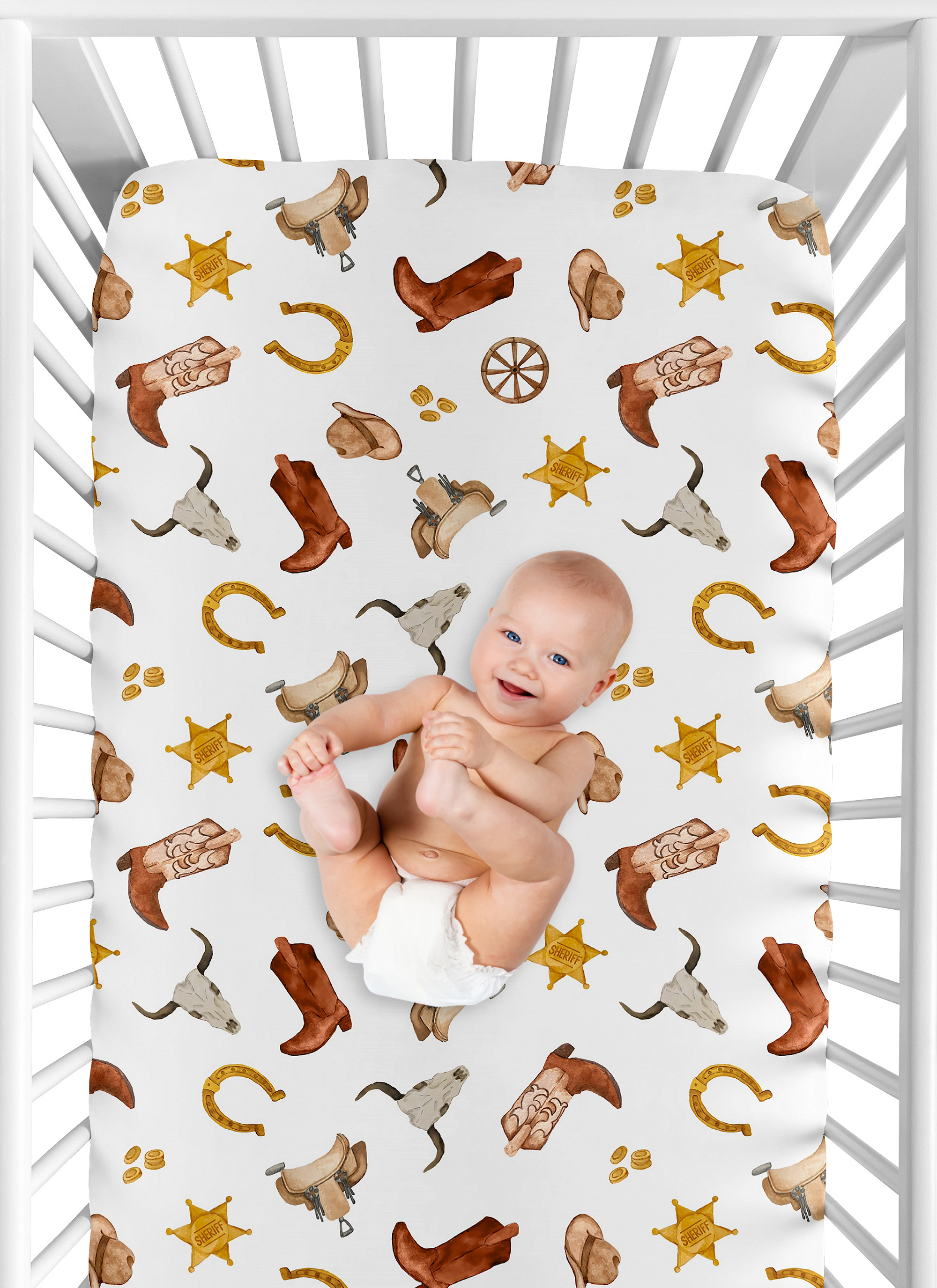 Sweet Jojo Designs Wild West Cowboy Boy Fitted Crib Sheet - Lone Star Print