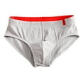 thumbnail image 2 of zeranth Men Briefs Mid Waist Elastic Soft Breathable Anti-septic U Convex Striped Solid Color Casual Men Underpants Underwear, 2 of 7