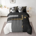 thumbnail image 2 of jejeloiu Abstract Geometric 7-Piece Twin Bedding Sets,Black White Bedding Comforter Set For Men Women Reversible, 2 of 8