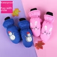 thumbnail image 3 of Guantes de esquí de invierno para niños de 3 a 10 años con dibujos animados de nieve, cálidos, resistentes al viento y al agua, de algodón grueso y con los dedos, para niños y niñas, 3 of 6