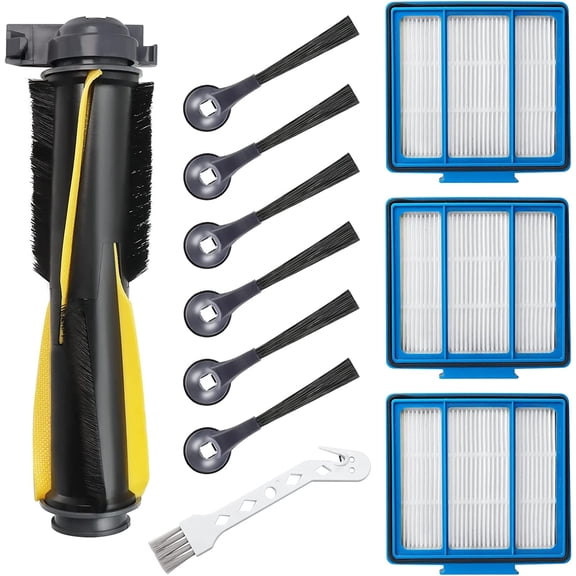Replacement Parts for Shark Robot Vacuum R101AE RV1001AE AV911S RV2001WD RV1100SRUS RV1100VRUS by WTYYC - Includes 6 x Side Brushes, 3 x Hepa Filters,1 x Main Rolling Brush and 1 x Cleaning Brush