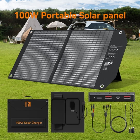 MESUVIDA 100W Portable Solar Panel Charger for Camping RV Emergency Power