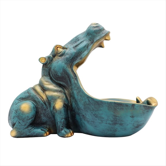 Rollbacks & More Hippopotamus Statue Home Resin Figurine Fun Candy Dish,Key Bowl,Big Mouth Sculpture Table Art Decoration A