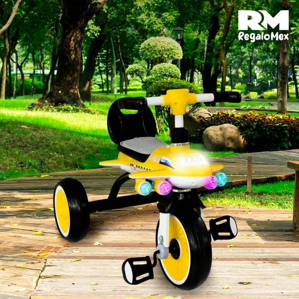 Triciclo Avion Con Luz Y Sonido Para Ninos De 2 4 Anos amarillo Mediano Rm Regalomex YC011605