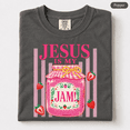 thumbnail image 2 of Jesus Is My Jam Comfort Colors Shirt, Cute Christian Strawberry Jam Graphic Tee, Coquette Faith Religious Gift for Women, 2 of 6