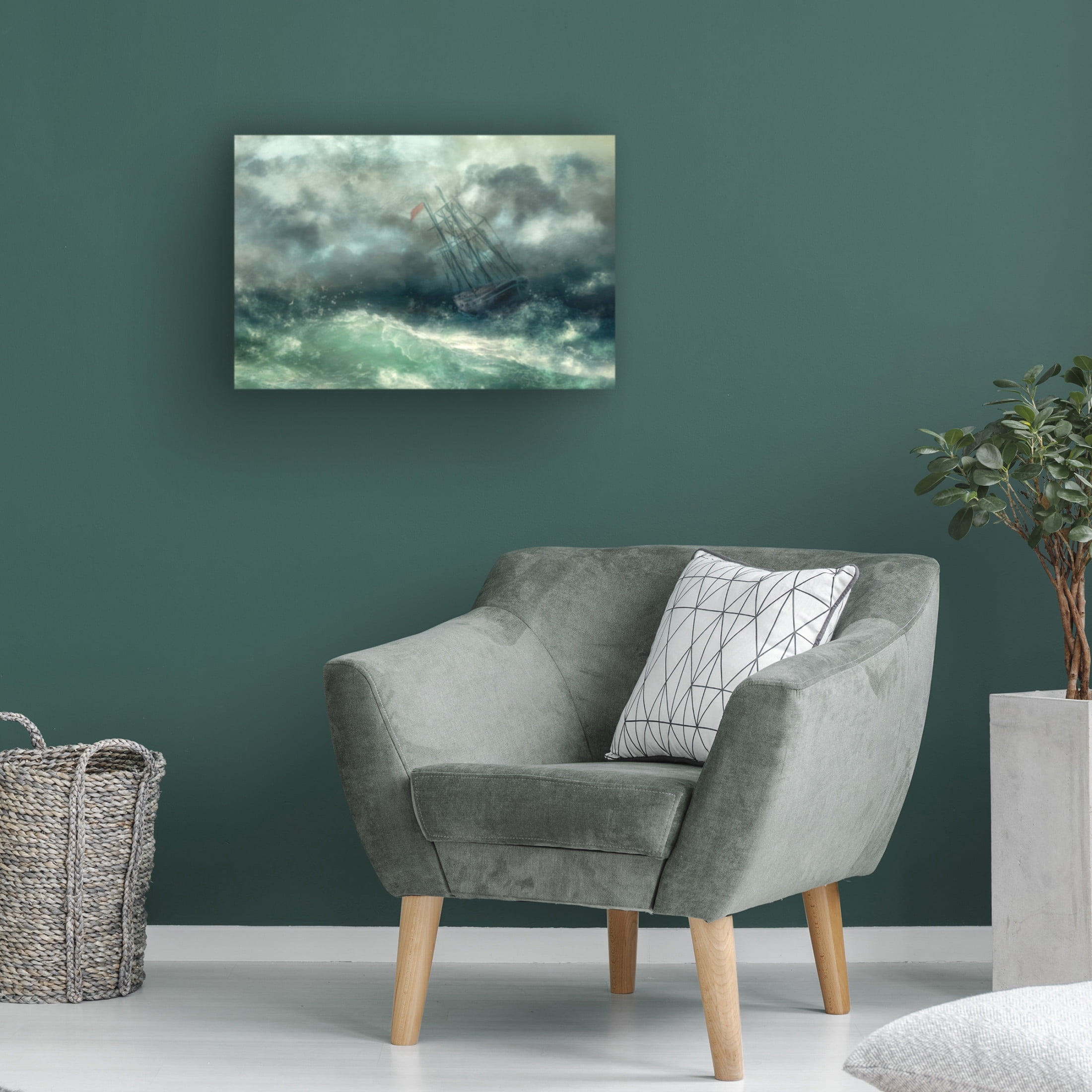 Canvas Wall Art - Arun Mohanraj 'A Struggle In Stormy Seas' Wall Art for Living Room, Bedroom, or Office Décor by Trademark Fine Art - 19 x 12 Inches