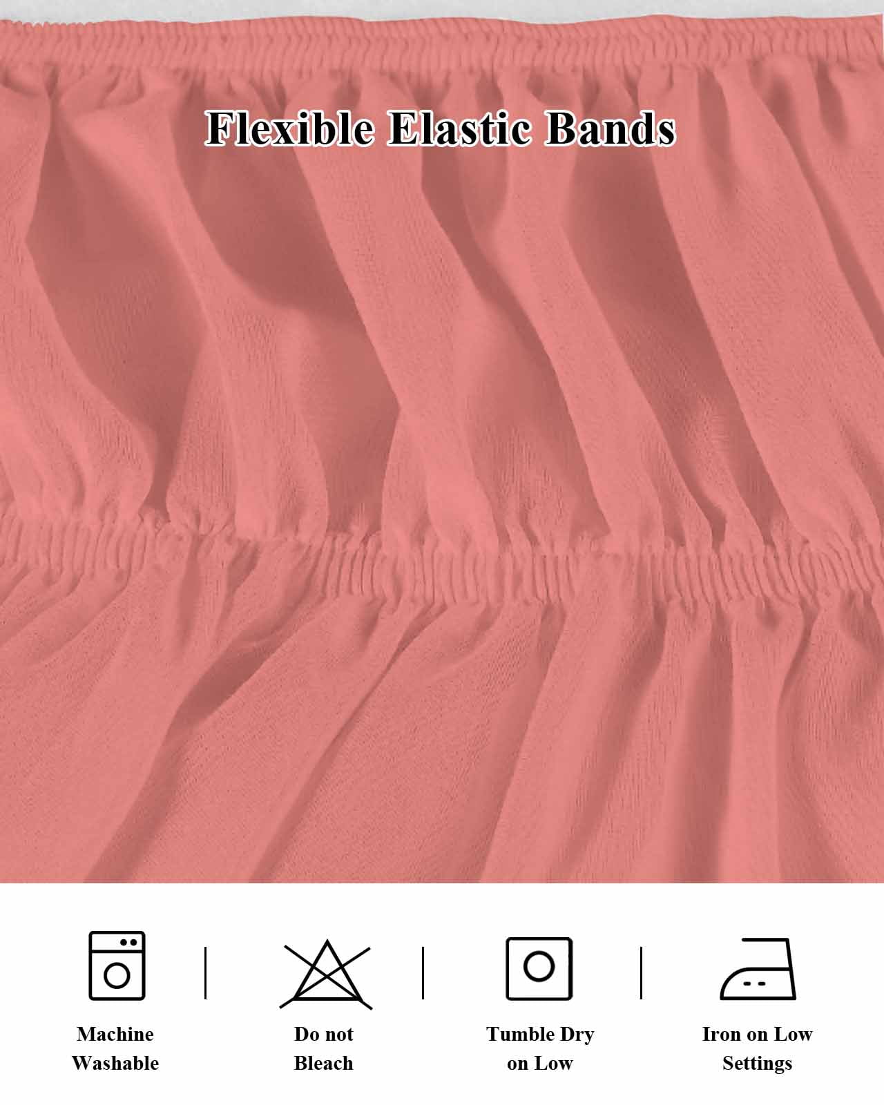 Peach Solid Bed Skirt Bed Skirts King Size 18 Inch Drop, Wrap Around Dust Ruffle&nbsp;Bedskirt with Adjustable Elastic Belt for Queen Size Beds
