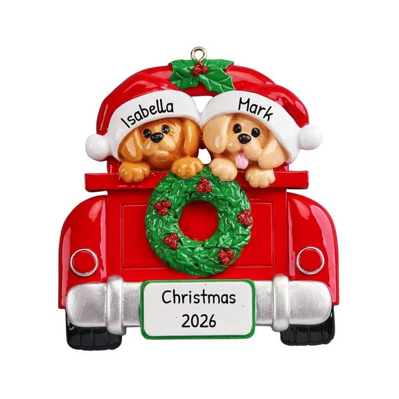 Ornaments by Elves Personalized Doggy Couple Christmas Ornament 2024 Car and Wreath Decor .25lbs