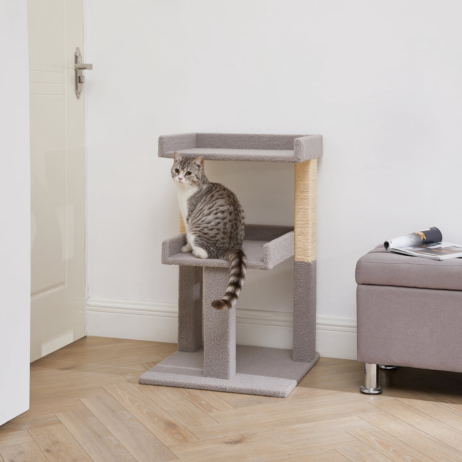 Lulu 2-Tier Cat Tree Tower for Indoor Cats – Large Cat Tower & Cat Condo for Large Cats | Cat Tree House:Gray