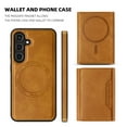 thumbnail image 5 of Dteck for Samsung Galaxy S25 Plus Detachable Wallet Card PU Leather Magnetic Flip Cover RFID Blocking Card Holder Stand Compatible with Magsafe Accessory Phone Case, Brown, 5 of 6