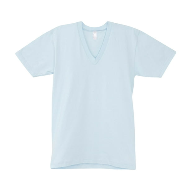 American Apparel - Camiseta de manga corta con cuello de pico Unisex Hombre Mujer - Verano (Azul claro)