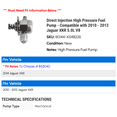 thumbnail image 2 of Direct Injection High Pressure Fuel Pump - Compatible with 2010 - 2013 Jaguar XKR 5.0L V8 2011 2012 2014, 2 of 2
