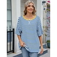 thumbnail image 4 of IWEMEK Women T Shirts Crewneck Casual Loose Striped Tops Hip Length Baggy Tunics Shirt Fashion Chic Pullover 2025, 4 of 7