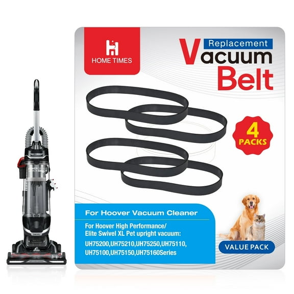Replacement Belts for Hoover High Performance, Durable Rubber Belts for Elite Swivel XL Pet, Compatible with UH75100, UH75110, UH75150, UH75160, UH75200, UH75210, UH75250, Long term use (Pack of 4)