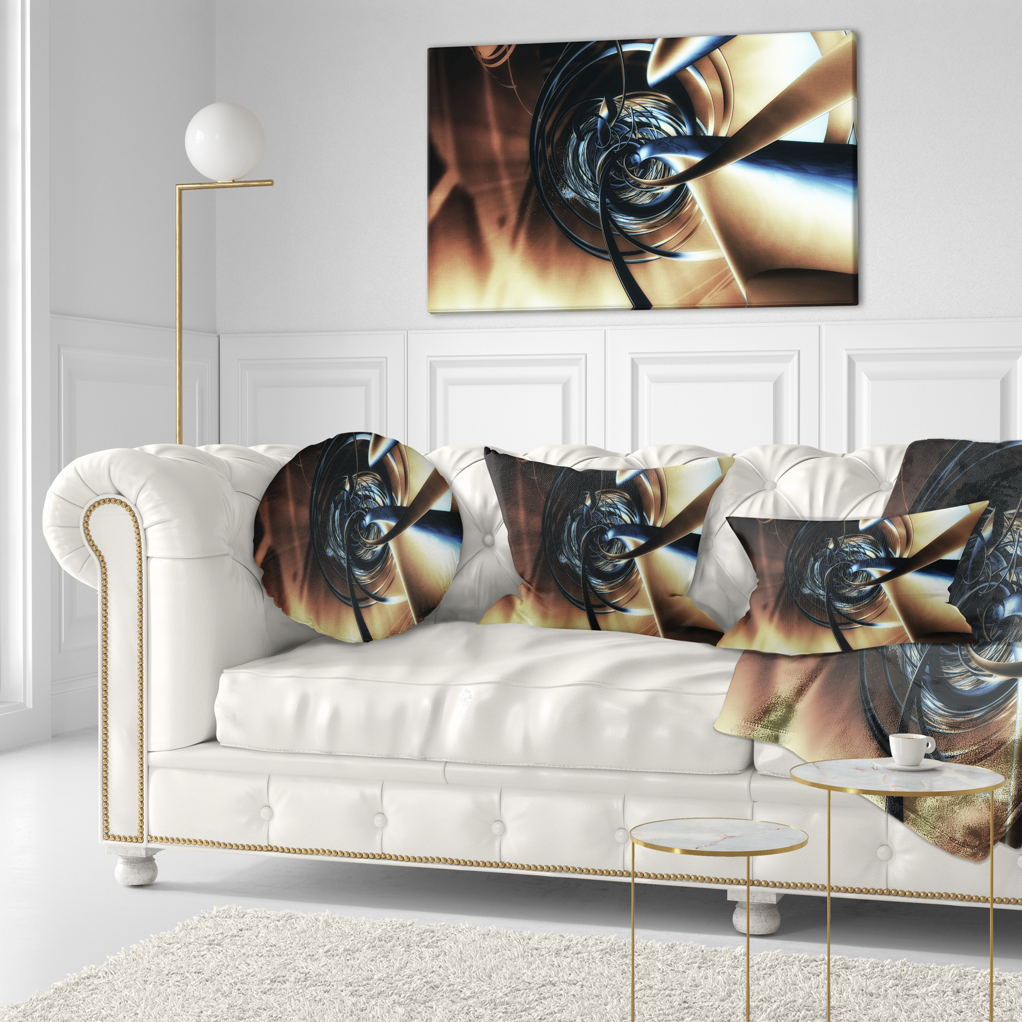 Designart Fractal 3D Tangled Center - Contemporary Throw Pillow - 12x20
