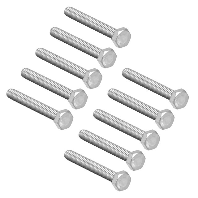 Tornillos hexagonales M8 de rosca de 60mm de acero inoxidable 304, paquete de 10
