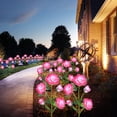 thumbnail image 6 of Solar Flower Lights Garden Decorations Outdoor Waterproof [Updated] 2 Packs 10 Pink Roses Solar Decorative Stake Lights for Patio Pathway Yard Lawn Decor Gifts, 6 of 8