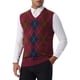 thumbnail image 5 of CHALCOS CHIC Chalecos de Hombre Argyle Knit Slim Fit Sin Mangas Color Contrast Pullover Chaleco S Burdeos Azul, 5 of 7