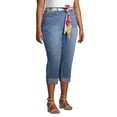 thumbnail image 5 of Alivia Ford Women's Plus Size Roll Cuff Denim Capri Jeans with Printed Belt, 5 of 7