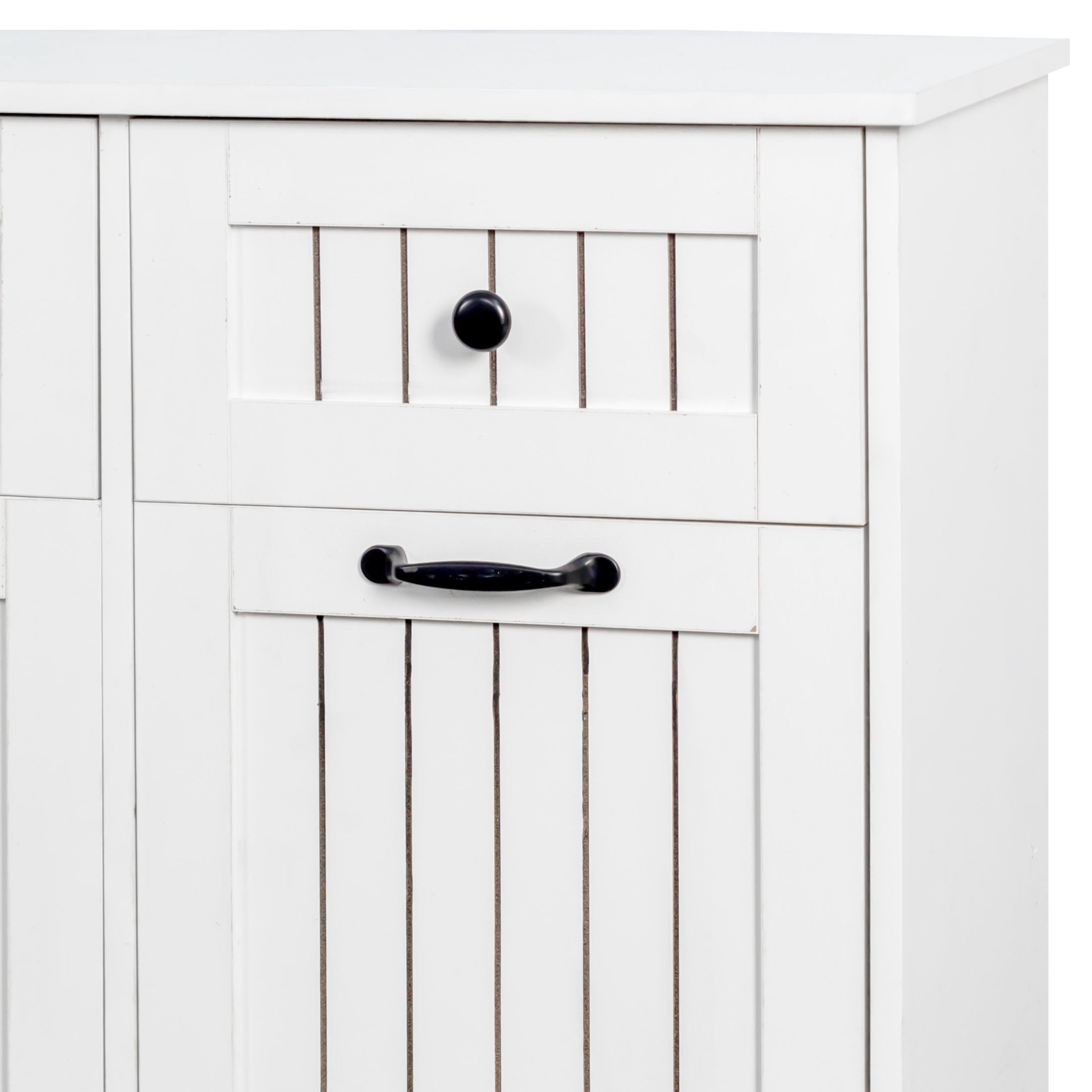Noble House Double Laundry Cabinet with 2 Removable Laundry Baskets & Drawers, Tilt-Out Storage Cabinet, White