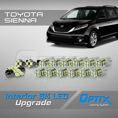 Project RA 15pc 2011+ Toyota Sienna LED Interior Light Package Replacement Set - (Best Interior Led Lights)