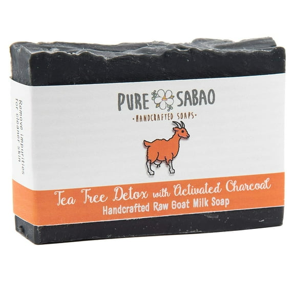 Pure Sabao - Tea Tree Detox w/ Activated Charcoal - Goat Milk Soap – Helps with Acne