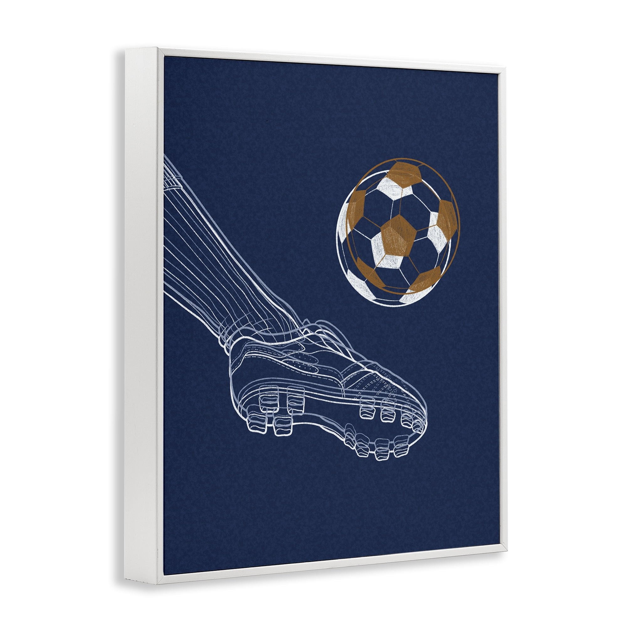 Stupell Industries Soccer Lines Contour White Framed Giclee Art, design by Marcus Prime