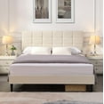 thumbnail image 3 of uhomepro Full Bed Frame, Modern Upholstered Platform Bed with Square Tufted Upholstered Headboard, Heavy Duty Full Bed Frame with Wood Slat Support, No Box Spring Required, Beige, 3 of 13