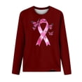 thumbnail image 4 of Brqkzdu Breast Cancer Awareness Shirt for Women Pink Ribbon Graphic Inspirational Breast Top Long Sleeve Comfy Casual Shirts Tops, 4 of 5