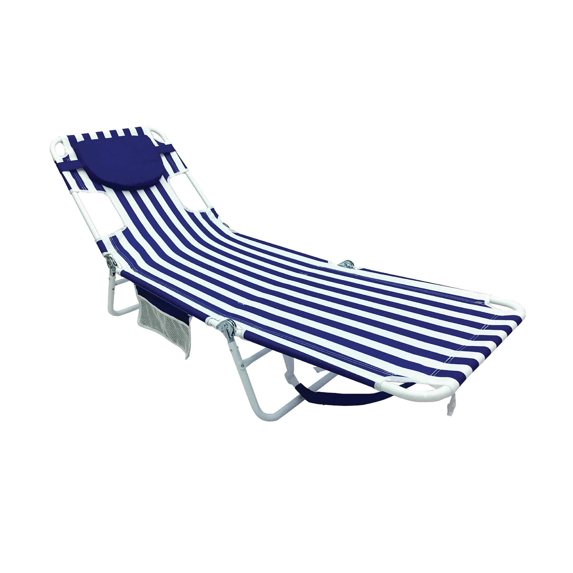 Mainstays Folding Backpack Face-Down Beach Fabric Lounger, Blue & White Stripe