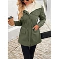 thumbnail image 5 of Women'S Warm Winter Coat Thicken Fleece Lined Parka Plus Size Jacket with Hood Green S, 5 of 9