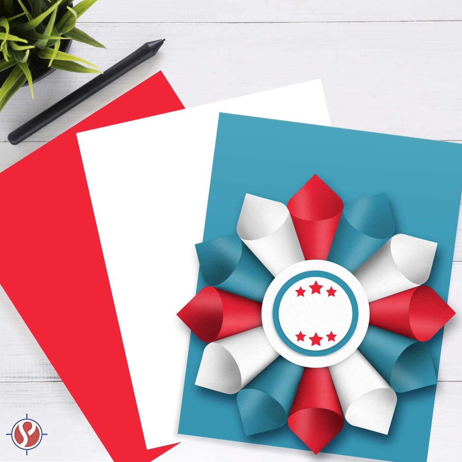Patriotic Colored Card Stock Paper, American Red Blue & White 8.5 x 11" Color Cardstock for 4th of July, Labor Day Greetings & Invitations, Arts & Crafts | 25 Blue, 25 Red, 50 White (100 Total)